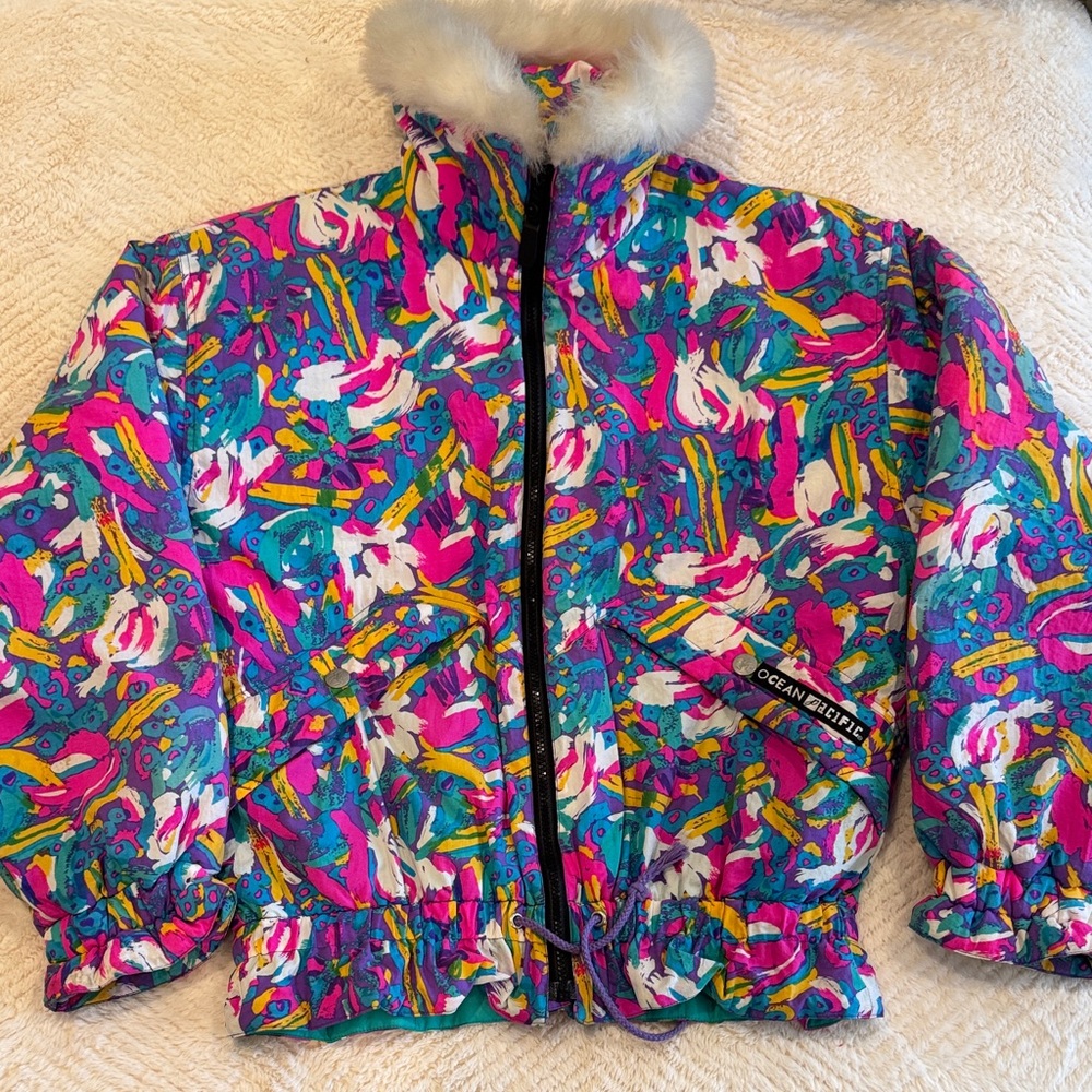 Vintage 90s Ocean Pacific (OP) Neon Ski Jacket